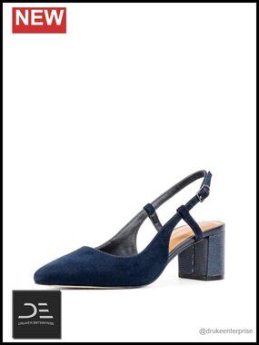 Slingback Pump Heels for Women, Block Heel with Memory Foam Insole, Slip